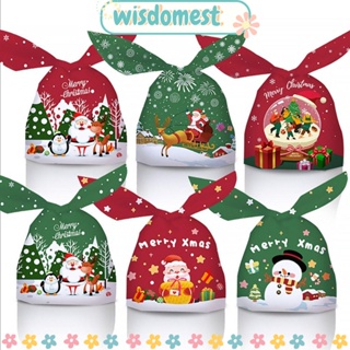 Wisdomest ถุงขนม ลายหูกระต่าย คริสต์มาส แบบพกพา สําหรับใส่ขนม บิสกิต 50 ชิ้น