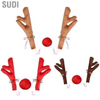 Sudi Car Reindeer Antlers Nose Set Cute Funny with Bells for Christmas Decoration