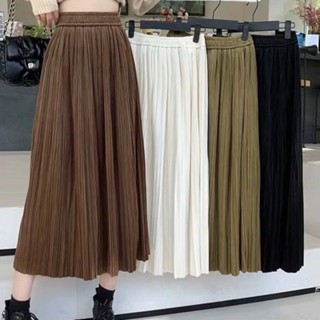 [All-Match Half Skirt] กระโปรงพลีท ผ้ากํามะหยี่ เอวสูง ทรงสลิม เข้ากับทุกการแต่งกาย แฟชั่นฤดูใบไม้ร่วง และฤดูหนาว สําหรับผู้หญิง 2023