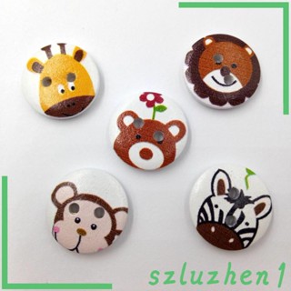 [Szluzhen1] กระดุมไม้ 2 รู น่ารัก สําหรับเย็บผ้า สมุดภาพ งานฝีมือ DIY 50 ชิ้น