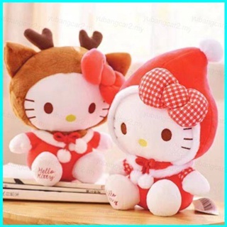 ตุ๊กตาการ์ตูน Sanrio Hello Kitty ชุดคริสต์มาส ของขวัญ สําหรับเด็กผู้หญิง ตกแต่งบ้าน กวางเรนเดียร์ ของเล่นยัดไส้ สําหรับเด็ก