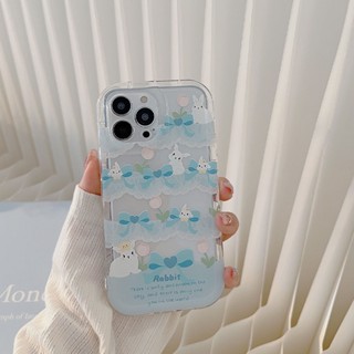 Yiki|เคสโทรศัพท์มือถือแบบนิ่ม TPU ลายกระต่ายน่ารัก สีฟ้า สําหรับ OPPO Find X6 Pro X6 X5 Pro X5 Lite X5 X3 Pro X3 F21S F21 Pro F19 F17 Pro F12 F11 Pro F11 F9 Pro