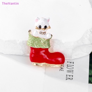 Thevantin สวยหรู พลอยเทียม เคลือบ คริสต์มาส เข็มกลัด Pin มนุษย์หิมะ ซานตาคลอส บูท พวงมาลัย แฟชั่น เครื่องประดับ ของขวัญ คริสต์มาส ตกแต่ง เข็มกลัด ของดี