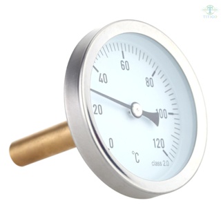 63mm Horizontal Dial Thermometer Aluminum Temperature Gauge 0-120°C 1/2 BSP Screw Diameter