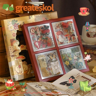 Greateskol สติกเกอร์ PET หลากสีสัน สไตล์วินเทจ สําหรับตกแต่งสมุดภาพ DIY