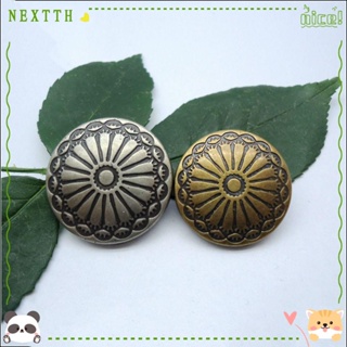 Nextth กระดุมโลหะทองแดง ลายดอกไม้ สีเงิน สไตล์โบราณ สําหรับทําเครื่องประดับ แฮนด์เมด