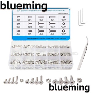 Blueming2 สกรูเมตริก สเตนเลส 304 หัวแบน หกเหลี่ยม 6 8 10 12 มม. M2 M2.5 M3 480 ชิ้น