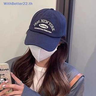 Withbetter หมวกเบสบอลลําลอง ผ้าฝ้าย ปักลาย New York American 1989 ปรับได้ สีพื้น สําหรับผู้ชาย และผู้หญิง