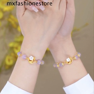 Mxfashione สร้อยข้อมือ โซ่หยก ประดับคริสตัล สไตล์เกาหลี เรียบง่าย เครื่องประดับแฟชั่น สําหรับผู้หญิง