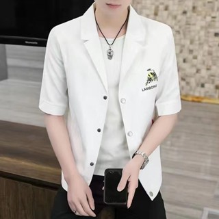 Daily premium #2023 summer mens 7-quarter sleeve small suit mens thin 5-quarter sleeve suit slim mid-sleeve single western sun protection coat 9.6Li