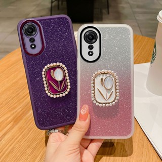 เคสโทรศัพท์ OPPO A38 A58 A78 A57 A17 A76 A96 ใหม่ 2023 พร้อมฟิล์มกันรอยเลนส์ และที่จับไข่มุก ใส นิ่ม เคส OPPO A58 4G เคส