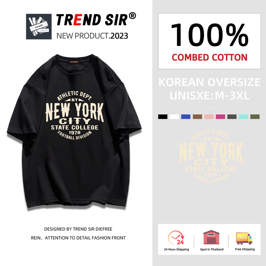 TrendSir มาใหม่~ เสื้อยืดนิ่ม ใส่ได้ทั้งผู้ชายและผู้หญิง เสื้อยืดผู้หญิงโอเวอร์ไซส์ เสื้อผ้าสาวอวบแฟชั่น 7สี M-3XL