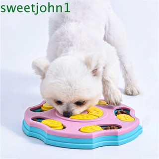 Sweetjohn เครื่องให้อาหารสัตว์เลี้ยง แบบพลาสติก กันลื่น สีชมพู สีฟ้า สําหรับฝึกสุนัข