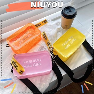 NIUYOU 1PC แฟชั่นกระเป๋าสะพายกระเป๋าใสพีวีซีเยลลี่เลเซอร์กระเป๋าสะพายกระเป๋าสีลูกกวาด