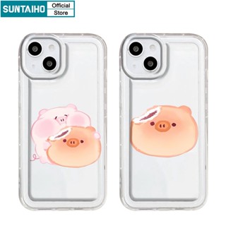 Suntaiho เคสโทรศัพท์มือถือแบบนิ่ม TPU กันกระแทก ลายหมูกินแคสเวย์น่ารัก สําหรับ Oppo A16-4G A16S A54S A5S A7 2018 AX5S AX7 A7N A12 A12S A11K A15 A15S