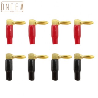 【ONCEMOREAGAIN】4Pair 90 Degree Right Angle 4mm Banana Plug Connector Audio Speaker Plugs L Type