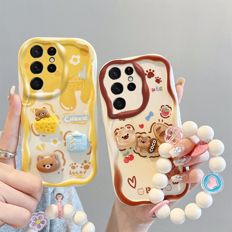 เคส samsung s21 ultra เคส samsung s22 เคสซัมซุง s23 ultra  ultra เคสโทรศัพท์มือถือ ลายครีม 3D พร้อมต