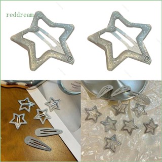 Redd กิ๊บติดผม กลิตเตอร์ดาว สีเงิน สีแดง 2 ชิ้น สําหรับผู้หญิง ผมบาง ผมหนา