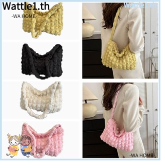 Wttle กระเป๋าสะพายไหล่ ทรงโท้ท แต่งจับจีบ สีพื้น สําหรับผู้หญิง