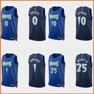 Yt3 เสื้อกีฬาบาสเก็ตบอล ลายทีม NBA Timberwolves Russell Layman Edwards Wricht สไตล์คลาสสิก สําหรับผู้ชาย และผู้หญิง TY3