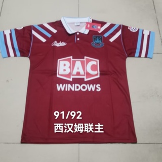 เสื้อกีฬาแขนสั้น ลายทีมชาติฟุตบอล West Ham United 1991-92 ชุดเหย้า สไตล์วินเทจ แห้งเร็ว ไซซ์ S-XXL สําหรับผู้ชาย