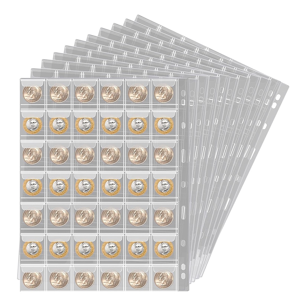 20/30/42 กระเป๋าเหรียญอัลบั้มหน้า PVC Pocket Coins Holder แสตมป์คอลเลกชัน Organizer โปร่งใส