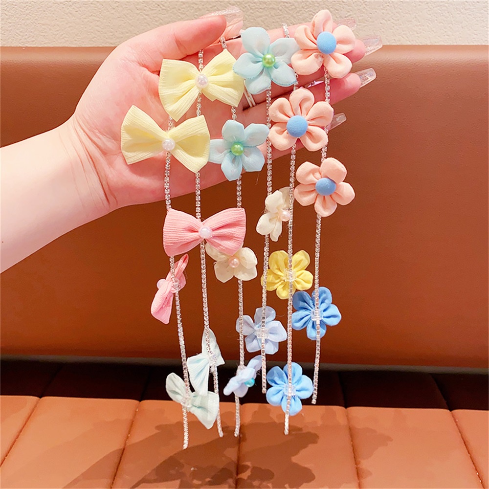 กิ๊บติดผม แบบถัก ลายดอกไม้ สีแคนดี้ แวววาว สร้างสรรค์ เครื่องประดับผม สําหรับเด็กผู้หญิง 2 ชิ้น