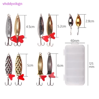 VHDD 10 ชิ้นตกปลาช้อนโลหะชุดล่อชุดทองเงินเหยื่อเลื่อม Spinner TH
