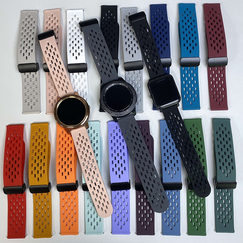 สายนาฬิกาข้อมือ ซิลิโคนนิ่ม แต่งหัวเข็มขัดแม่เหล็ก สําหรับ Huami Amazfit Bip 5