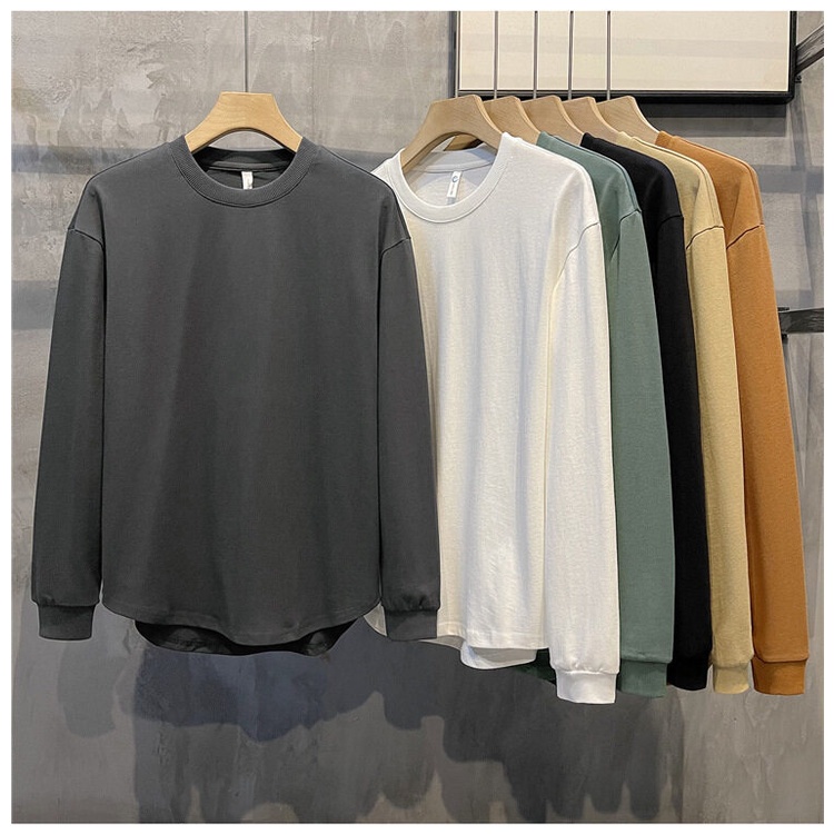 T-Shirt W83 เสื้อยืดคอกลม แขนยาว สีพื้น ชายเสื้อตัดโค้ง ผ้าไนลอนอย่างดี พร้อมส่ง