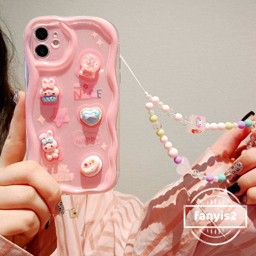 เคสป้องกันโทรศัพท์มือถือ แบบนิ่ม ลายกระต่าย 3D และโซ่ สําหรับ Xiaomi 13T Redmi 13C 12 12C A1 10C 10 10A 9 9A 9C 9T Note 13 12 12s 11s 10s 11 10 9s 9 Pro Poco C65