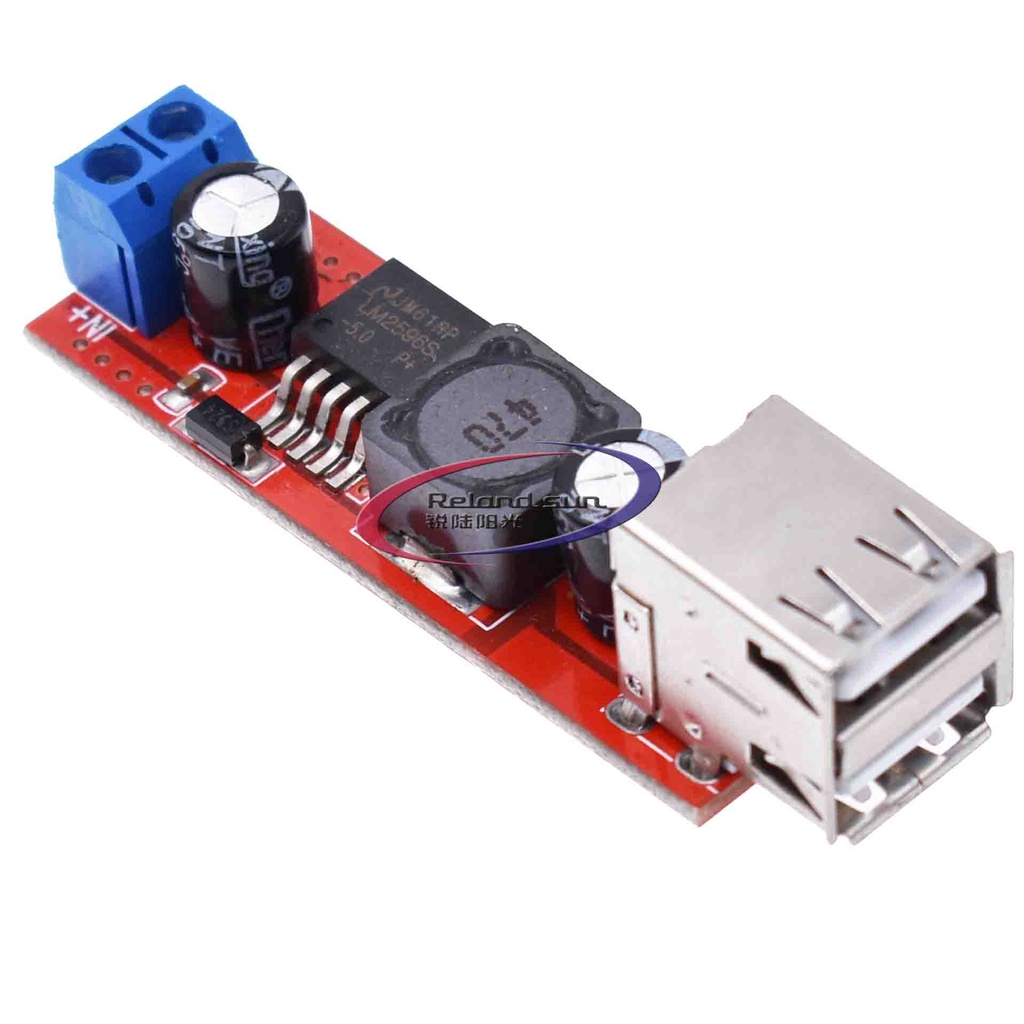 โมดูลแปลง DC 6V-40V เป็น 5V 3A ชาร์จ USB คู่ สําหรับยานพาหนะ LM2596