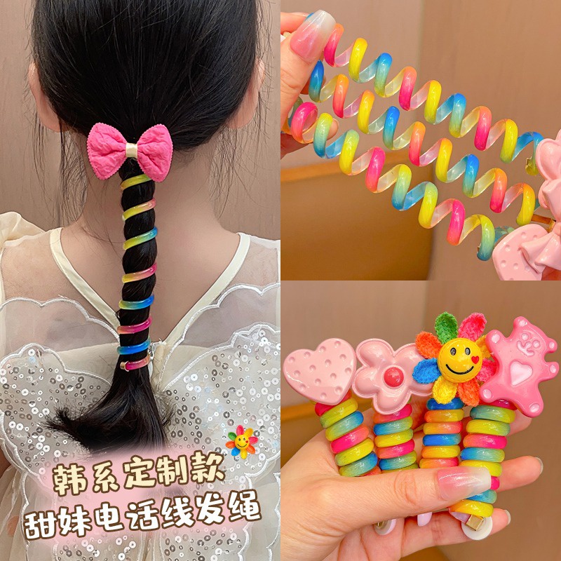 ยางรัดผม แบบยืดหยุ่นสูง ประดับโบว์ และดอกไม้น่ารัก ที่ทนทาน สีสันสดใส แฟชั่นเกาหลี สําหรับเด็ก