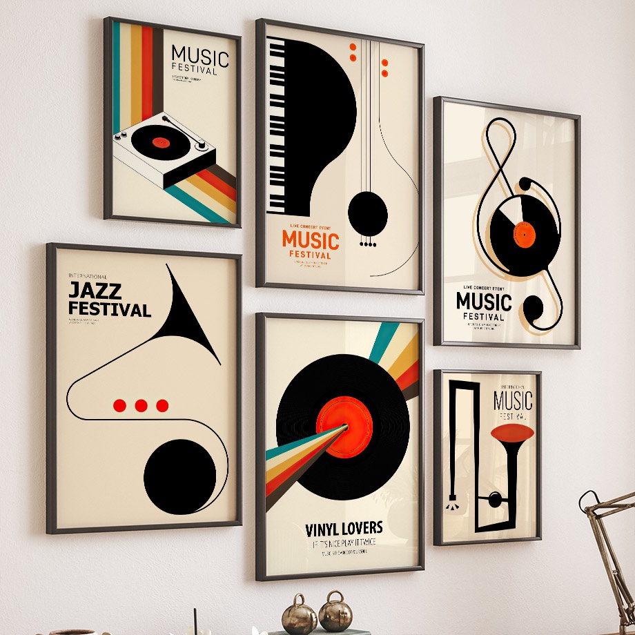 โปสเตอร์ภาพวาดผ้าใบ รูปเครื่องเล่นเพลง กีตาร์แอปสแตรกท์ แนวเรโทร คลาสสิก สําหรับตกแต่งผนัง ห้องนั่งเล่น