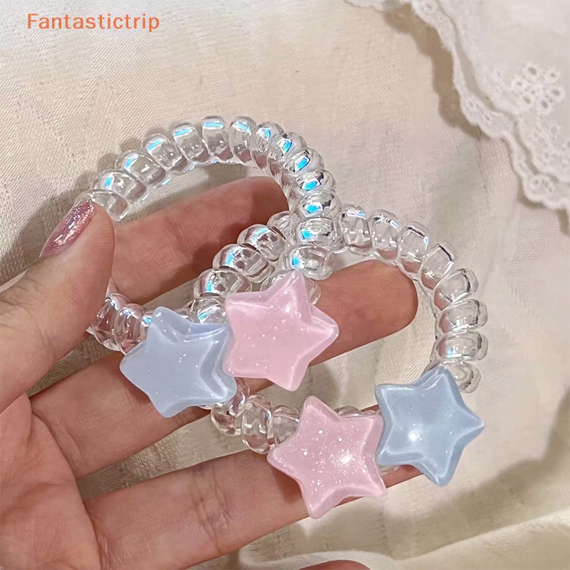 Fantastictrip ยางรัดผม ห้าแฉก ดาว ยืดหยุ่น พลาสติก ยางรัดผม สายโทรศัพท์ สครันชี่ เครื่องประดับผม ที่คาดผม แฟชั่น