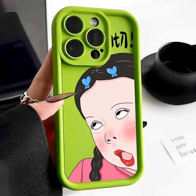 เคสโทรศัพท์มือถือ ซิลิโคน กันกระแทก ลาย Quirky Girl น่ารัก สําหรับ iPhone 15 Pro Max 14 Plus 13 12 11 SE 2020 XS Max X XR 8 7 6S