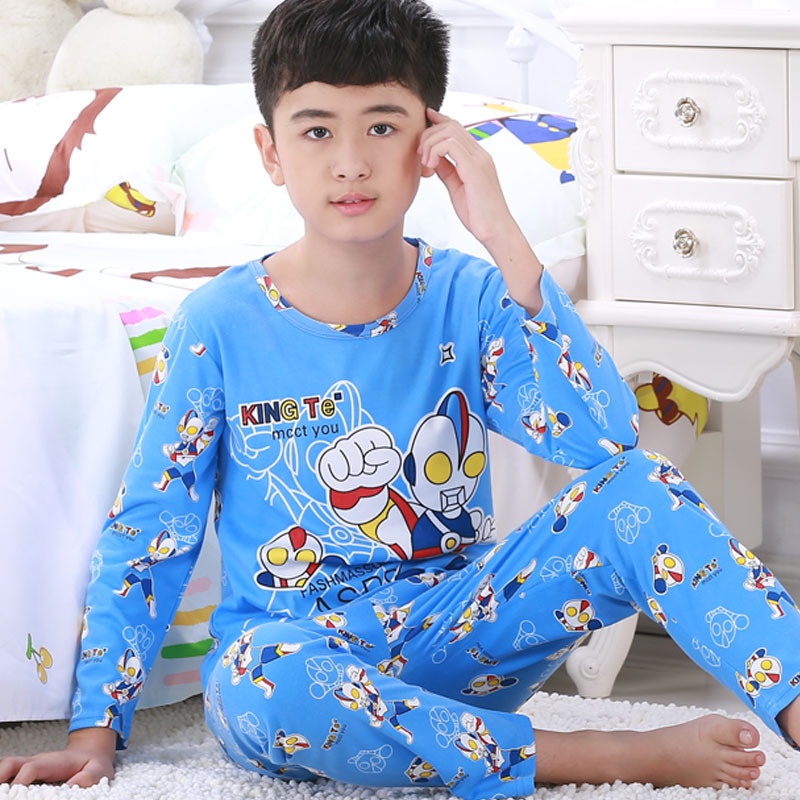 พร้อมสต็อก 100-150ซม ชุดนอนเด็กฤดูใบไม้ผลิฤดูใบไม้ร่วงขนาดกลางขนาดใหญ่ชายหญิงการ์ตูนแขนยาว ชุดบ้าน สูท