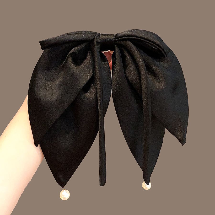 กิ๊บติดผม ประดับโบว์ ขนาดใหญ่ สีดํา อินเทรนด์สําหรับผู้หญิง