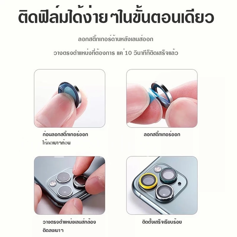 ฟิล์มกล้องสำหรับ ฟิล์มกล้อง for iphone17 16 15 14 pro max 11 12 13 ฟิล์ม กันเสือก กระจกกล้อง กล้องหลัง ฟิล์ม เลนส์กล้อง thumbnail 8