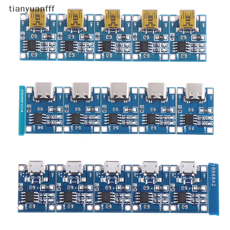 Tianyuanfff บอร์ดชาร์จลิเธียม 5V 1A TYPE-C Micro USB 18650 TC4056A TP4056 5 ชิ้น
