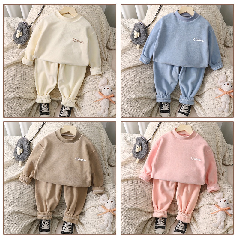 [ZY] พร้อมส่ง ชุดสูทแขนยาว ผ้าฟลีซ แบบหนา สองด้าน ให้ความอบอุ่น แฟชั่นฤดูใบไม้ร่วง และฤดูหนาว สําหรับเด็ก 70-150 ซม.