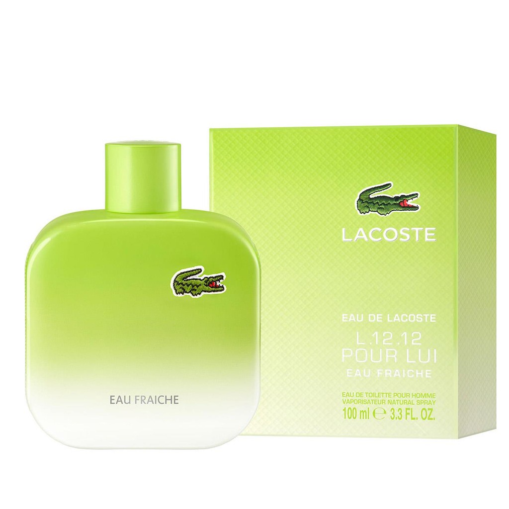 [แท้💯%] น้ำหอมผู้ชาย ลาคลอส สีเขียว Lacoste L.12.12 Eau fraiche For Men 100ml.(พร้อมส่ง+กล่องซีล)