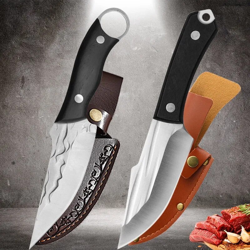Kitchen Knife Meat Cleaver Stainless Steel Boning Knife Ergonomic Handle Cutting Knife Outdoor Campi