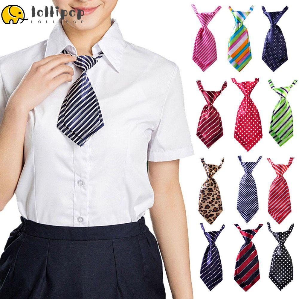 Lollipo1 เนคไท แบบผูกไว้ล่วงหน้า ปรับได้ ลายขวาง สําหรับเด็กผู้หญิง งานเลี้ยง