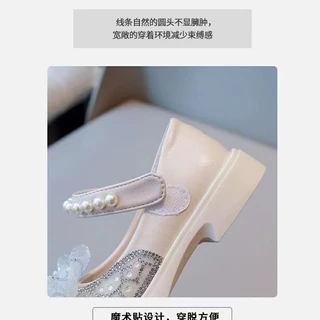 ((พร้อมส่ง) ใหม่ รองเท้าหนัง ประดับคริสตัล พลอยเทียม ขนาดเล็ก สไตล์เจ้าหญิงเอลซ่า แฟชั่นฤดูใบไม้ผลิ ฤดูใบไม้ร่วง สําหรับเด็กผู้หญิง 25-36 2023