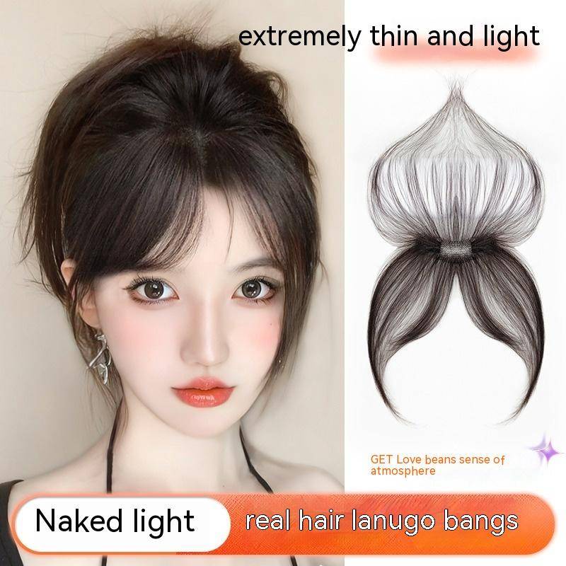 100 % ผมมนุษย ์ ชิ ้ น Splayed Bangs Universal ผมทารกในครรภ ์ Liu Hai Traceless หน ้ าผากที ่ มองไม ่ เห ็ น Hairline สติกเกอร ์ แปดตัวอักษร Bangs ผมเปลี ่ ยน