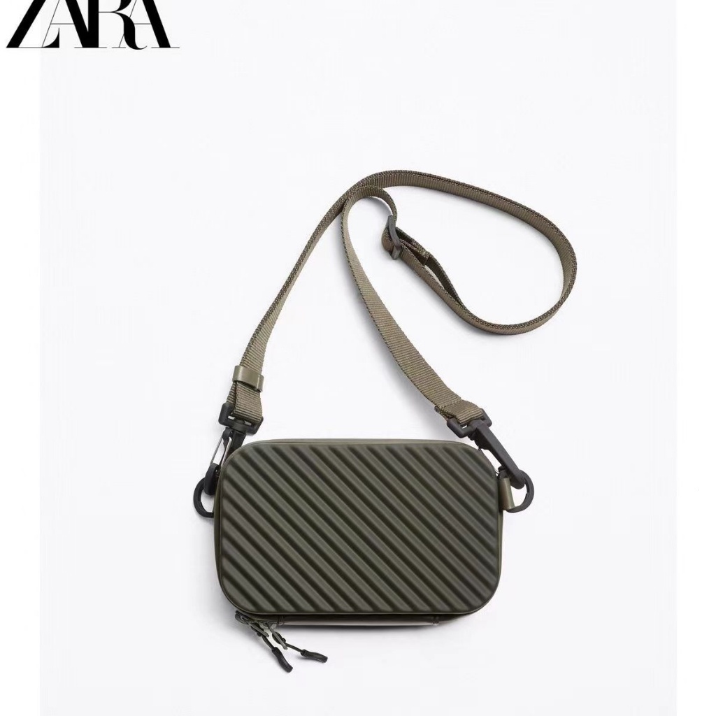 Zara กระเป๋าสะพายไหล่ ทรงซองจดหมาย ทรงสี่เหลี่ยม สีเขียว ระดับไฮเอนด์ สไตล์สตรีท สําหรับผู้ชาย และผู้หญิง