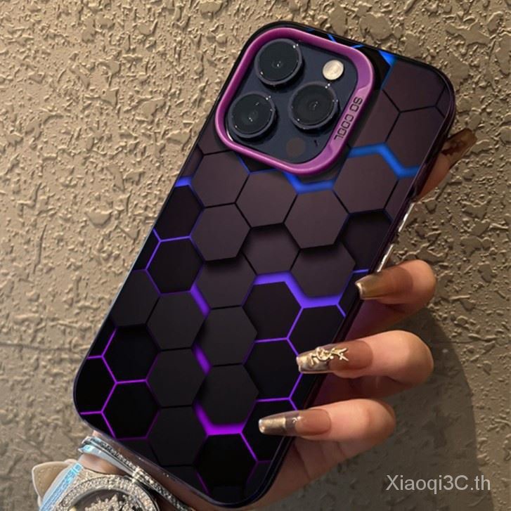 เคสโทรศัพท์มือถือ ทรงสี่เหลี่ยม ลายรังผึ้ง หลากสี กันกระแทก สําหรับ iPhone x xs xsmax 11 12 13 14 15 Pro max plus mini