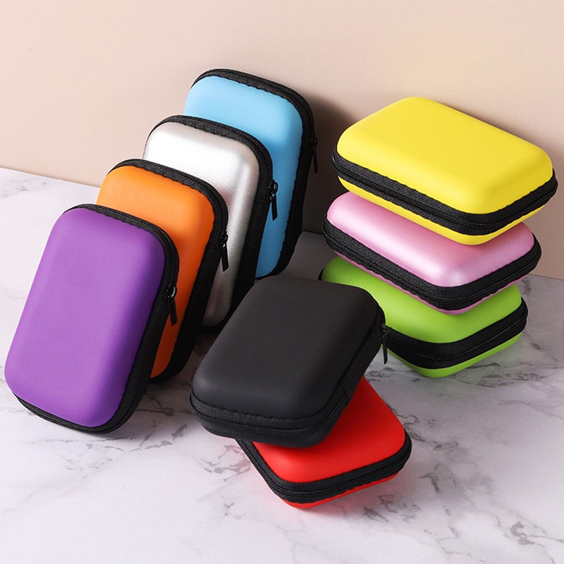 กระเป๋าเคสแข็ง แบบพกพา หลากสี สําหรับจัดเก็บหูฟัง บลูทูธ สมาร์ทโฟน สายเคเบิ้ล USB