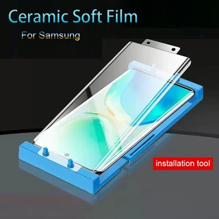 เซรามิคฟิล์มนุ่มสําหรับ Samsung S23 Ultra S22 S21 S20 Ultra S24 S25 สําหรับ Samsung S8 S9 S10 Plus Galaxy หมายเหตุ 20 10 9 8 พร้อมเครื่องมือเต็มรูปแบบป้องกันหน้าจอฟิล์มไม่แก้ว